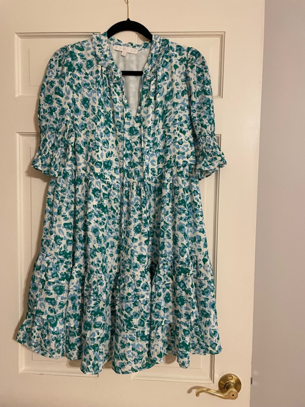 Karlie Teal and White Floral Tiered Dress